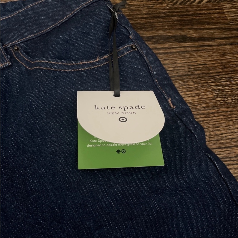 Kate Spade Blue Flare Wide Leg Jeans with Folded Cuff size 8 NWT - Picture 2 of 10